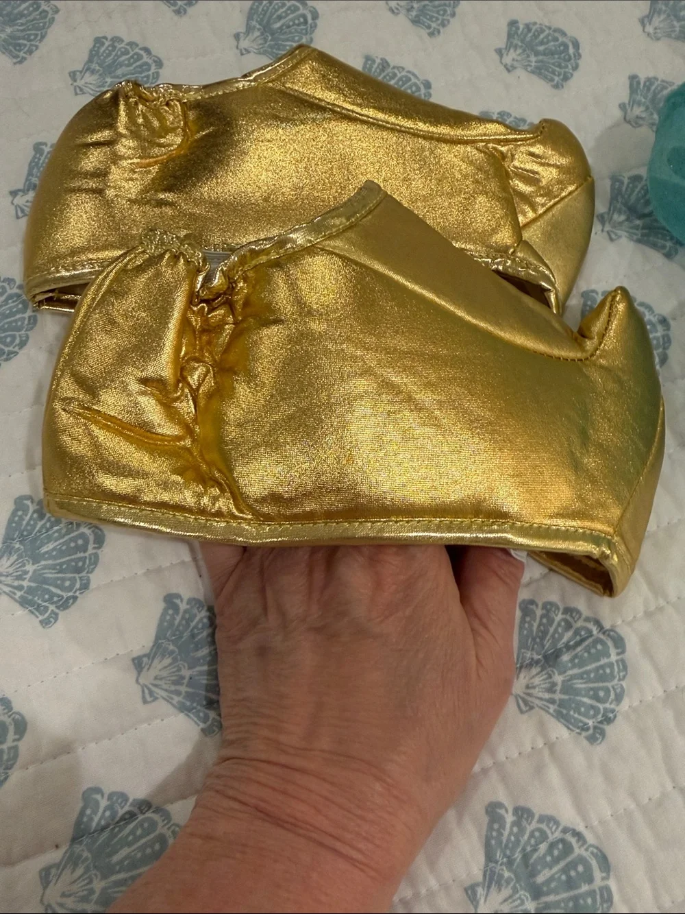 Gold and Teal Princess Headband & Shoe Covers Set - Kids Accessories